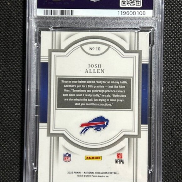 Josh Allen 2023 Panini National Treasures #10 Gold #/35 BUFFALO BILLS PSA 9 MINT - Picture 2 of 3